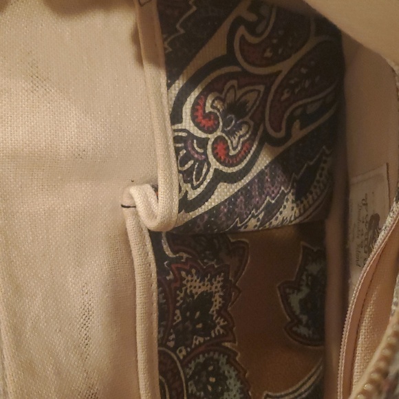 Spartina 449 Boho Linen & Leather Paisley Shoulder Bag “Daufuskie Island” - Picture 10 of 11